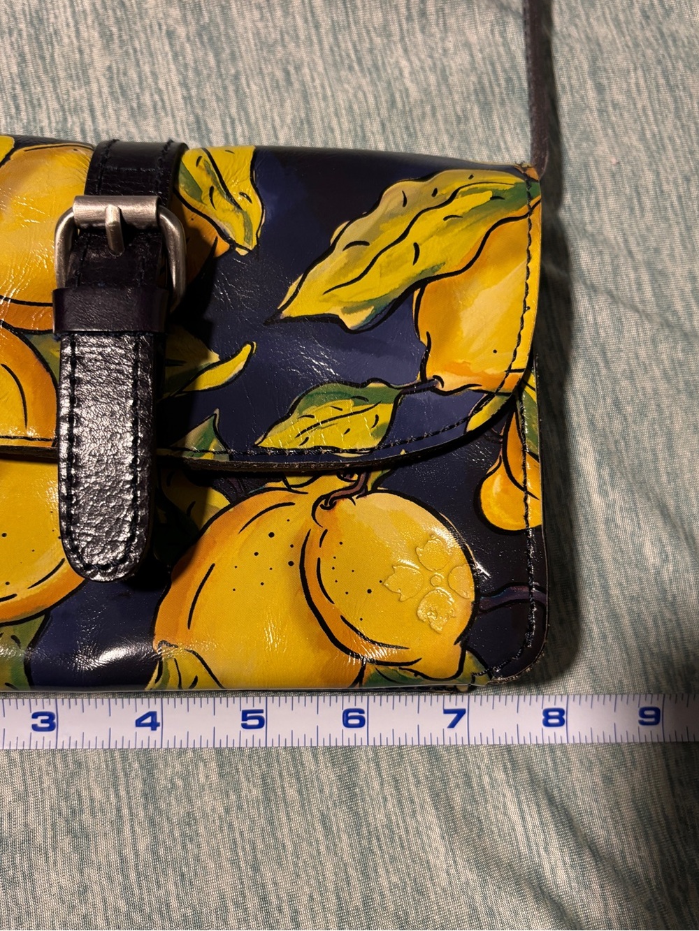 Patricia Nash Positano Limon Navy Crossbody Bag with Lemon Print and Black Strap - Picture 9 of 13